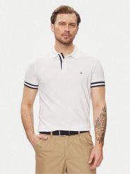 Tommy Hilfiger Polo Monotype MW0MW34737 Biały Slim Fit. Białe koszulki polo męskie Tommy Hilfiger, l, bez wzorów, z bawełny, bez ramiączek. Za 229.99 zł.