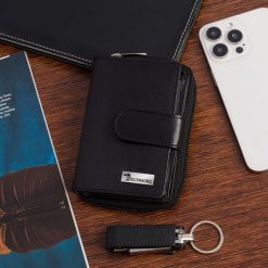 Portfel skórzany damski pionowy RFiD skóra na karty klasyk czarny Beltimore A02. Czarne portfele damskie bez wzorów, ze skóry. Za 69.90 zł.