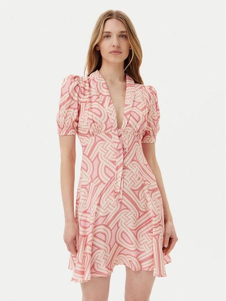 Silvian Heach Sukienka letnia Lapug GPP25364VE Różowy Regular Fit. Czerwone sukienki damskie Silvian Heach, na lato, bez wzorów, z wiskozy, bez kołnierzyka, bez ramiączek. Za 679.99 zł.