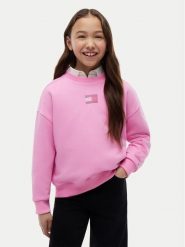 Tommy Hilfiger Bluza KG0KG09490 Różowy Regular Fit. Czerwone bluzy dla dziewczynek Tommy Hilfiger, bez wzorów, z bawełny, bez ramiączek, bez kaptura. Za 329.99 zł.