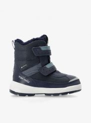 Buty zimowe dla chłopca Viking Footwear Play Reflex Warm GTX 2V. Niebieskie buty zimowe chłopięce Viking, bez wzorów, z gore-texu, bez zapięcia. Za 349.99 zł.