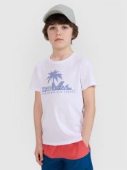 4F T-shirt regular z nadrukiem chłopięcy - biały 158 (12-13 lat). Białe t-shirty dla chłopców 4f, bez wzorów, z bawełny, bez ramiączek. W wyprzedaży za 29.99 zł.