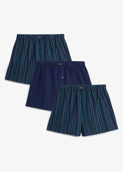 Luźne bokserki (3 szt.). Niebieskie bokserki męskie bonprix, m, bez wzorów. Za 83.97 zł.