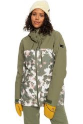 Kurtka narciarska damska Roxy Stated. Zielone kurtki snowboardowe damskie Roxy, xs, w abstrakcyjne wzory, z materiału, długie, bez kaptura, narciarskie, primaloft. Za 539.49 zł.