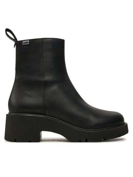 Camper Botki Milah K400725-001 Czarny. Czarne botki damskie Camper, ze skóry, bez obcasa, na słupku, bez zapięcia. Za 789.99 zł.