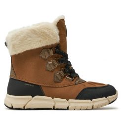 Śniegowce Geox. Brązowe śniegowce dziewczęce Geox, bez zapięcia. Za 399.99 zł.