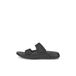 Kobiece klapki na koturnie Ecco Cozmo Strap. Czarne klapki damskie ecco, bez wzorów, z materiału, bez obcasa, na koturnie. Za 425.35 zł.