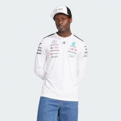 KOSZULKA MERCEDES - AMG PETRONAS FORMULA ONE TEAM DRIVER. Białe bluzki z długim rękawem męskie Adidas, xl, bez wzorów, z materiału, bez kołnierzyka. Za 439.00 zł.