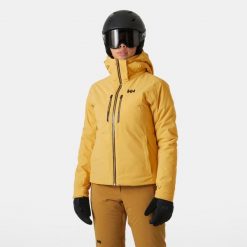 Damska kurtka narciarska Helly Hansen Alphelia Lifaloft. Brązowe kurtki snowboardowe damskie Helly Hansen, bez wzorów, bez kaptura, narciarskie, primaloft. Za 2,499.00 zł.