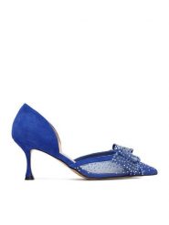 Eva Minge Szpilki EO-AVA-78096-202 Niebieski. Niebieskie szpilki damskie Eva Minge, bez wzorów, ze skóry, bez obcasa, bez zapięcia. Za 269.99 zł.