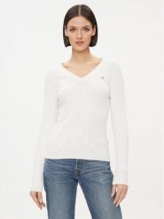 Gant Sweter 4800101 Biały Slim Fit. Białe swetry damskie GANT, xl, bez wzorów, z bawełny, bez kołnierzyka, bez ramiączek, bez kaptura. Za 399.99 zł.