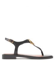 Guess Sandały Miry FL6MRY LEA21 Czarny. Czarne klapki damskie Guess, z aplikacjami, ze skóry, bez obcasa, na płaskiej podeszwie, bez zapięcia. Za 529.99 zł.