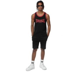 Tank top Lonsdale Knockan. Czarne t-shirty męskie Lonsdale, bez wzorów, z bawełny, sportowe, bez kołnierzyka. Za 120.50 zł.