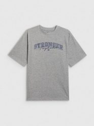 4F T-shirt loose z nadrukiem chłopięcy - szary 122/128 (6-8 lat). Szare t-shirty dla chłopców 4f, bez wzorów, z bawełny, bez ramiączek. Za 59.99 zł.