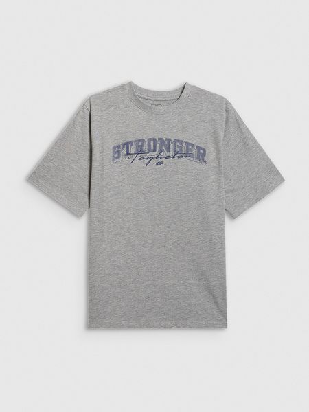 4F T-shirt loose z nadrukiem chłopięcy - szary 146/152 (10-12 lat). Szare t-shirty dla chłopców 4f, bez wzorów, z bawełny, bez ramiączek. Za 59.99 zł.