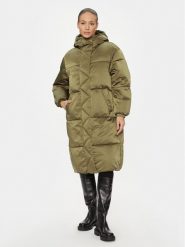 Tommy Jeans Płaszcz zimowy Satin DW0DW16587 Zielony Relaxed Fit. Zielone płaszcze damskie Tommy Jeans, na zimę, xl, bez wzorów, z jeansu, bez kaptura. Za 1,209.00 zł.