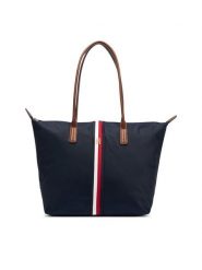 Tommy Hilfiger Torebka Popette Tote Corp AW0AW19027 Granatowy. Niebieskie torebki do ręki damskie Tommy Hilfiger, bez wzorów, z materiału, bez dodatków. Za 449.99 zł.