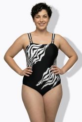 Damskie Kostium kąpielowy tygrysie akcenty miękkie miseczki. Czarne kostiumy jednoczęściowe damskie Ulla Popken, plus size, bez wzorów, z elastanu, plus size, do pływania. Za 191.99 zł.