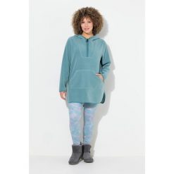 Damskie Długi sweter z polaru pluszowego kaptur zamek błyskawiczny długi rękaw. Zielone bluzy sportowe damskie Ulla Popken, plus size, bez wzorów, z materiału, bez kaptura, narciarskie. Za 294.99 zł.
