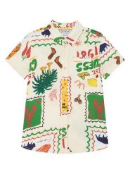 Guess Koszula L6GH02 WG5V0 Beżowy Regular Fit. Brązowe koszule dla chłopców Guess, z aplikacjami, z wiskozy, bez kołnierzyka, bez ramiączek. Za 229.99 zł.