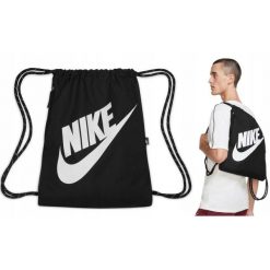Worek Nike Heritage Drawstring sportowy na buty. Czarne obuwie sportowe damskie Nike, bez wzorów, sportowe. Za 104.99 zł.