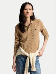 Polo Ralph Lauren Sweter 211972132002 Brązowy jasny Regular Fit. Brązowe swetry damskie Polo Ralph Lauren, xs, bez wzorów, z wełny, bez kołnierzyka, bez ramiączek, bez kaptura. Za 1,199.00 zł.