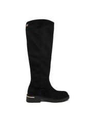 Nine West Kozaki CEO-LB205652-7B Czarny. Czarne kozaki damskie Nine West, z materiału, bez obcasa, na płaskiej podeszwie. Za 299.99 zł.