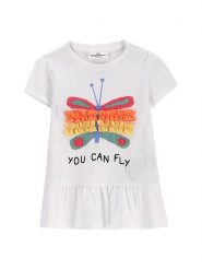 Coccodrillo T-Shirt WC5143201TGN Biały Regular Fit. Białe t-shirty i topy dla dziewczynek COCCODRILLO, bez wzorów, z bawełny, bez ramiączek. Za 39.99 zł.