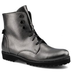 Botki damskie Karino, naturalna skóra licowa ze sznurowaniem i rozpinanym suwakiem z boku, srebrne, 2275-115-F. Szare botki damskie Karino, ze skóry, eleganckie, bez obcasa, bez zapięcia. Za 264.00 zł.