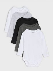 Bawełniane body 5-pack - kremowy. Białe body niemowlęce Sinsay, bez wzorów, z bawełny, bez ramiączek. Za 27.99 zł.