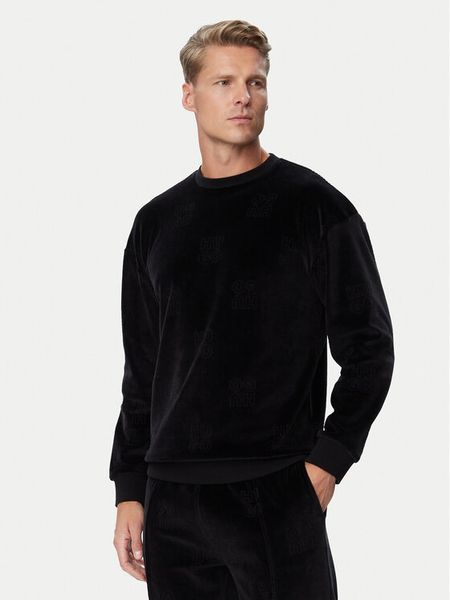 HUGO Bluza Veloro Sweatshirt 50571215 Czarny Regular Fit. Czarne bluzy męskie Hugo, m, bez wzorów, bez kaptura. Za 449.99 zł.