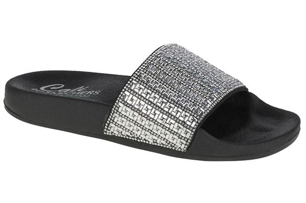Klapki na basen damskie, Pop Ups-New Spark. Szare klapki damskie Skechers, bez wzorów, z materiału, sportowe, bez obcasa. Za 189.99 zł.