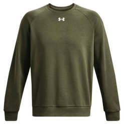Męski Sweter Rival Fleece Z Okrągłym Dekoltem. Zielone bluzy męskie Under Armour, m, bez wzorów, bez kaptura. Za 339.99 zł.