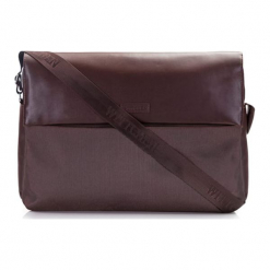 Torba w kolorze ciemnobrązowym na laptopa - (S)47 x (W)34 x (G)8 cm. Brązowe torby na laptopa męskie Wittchen, w paski, z materiału. W wyprzedaży za 139.95 zł.