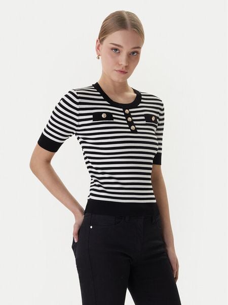 Morgan Sweter 261-MATTEA Czarny Slim Fit. Czarne swetry damskie Morgan, s, bez wzorów, z wiskozy, bez kołnierzyka, bez ramiączek, bez kaptura. Za 143.99 zł.