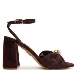 Sandały Steve Madden. Brązowe sandały damskie Steve Madden, bez wzorów, bez obcasa, na słupku, bez zapięcia. Za 519.99 zł.