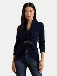 LAUREN RALPH LAUREN Kardigan 200P03473001 Granatowy Regular Fit. Niebieskie swetry damskie Lauren Ralph Lauren, m, bez wzorów, z bawełny, bez kołnierzyka, bez ramiączek, bez kaptura. Za 989.99 zł.