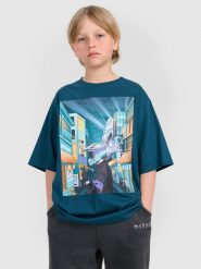 4F T-shirt oversize z nadrukiem chłopięcy - turkusowy 152 (11-12 lat). Niebieskie t-shirty dla chłopców 4f, bez wzorów, z bawełny, bez ramiączek. W wyprzedaży za 49.99 zł.