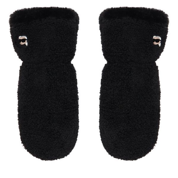 Rękawiczki KARL LAGERFELD. Czarne rękawiczki damskie KARL LAGERFELD, bez wzorów, z dzianiny. Za 429.99 zł.