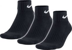 Nike NIKE Skarpety męskie 3 PAK CUSHION QUARTER Czarne M. Czarne skarpety męskie Nike, bez wzorów. Za 49.95 zł.