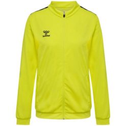 Damska bluza dresowa z poliestru zapinana na zamek Hummel Authentic. Żółte bluzy damskie Hummel, bez wzorów, z dresówki, bez kaptura, na fitness i siłownię. Za 254.00 zł.