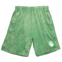 Krótki Mitchell & Ness NBA Boston Celtics 2021/22. Zielone krótkie spodenki sportowe męskie Mitchell & Ness, bez wzorów, do koszykówki. Za 377.50 zł.