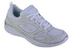 Buty sportowe Sneakersy damskie, Skechers Summits Suited. Białe obuwie sportowe damskie Skechers, bez wzorów, z materiału, trekkingowe. Za 209.99 zł.