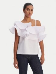 Fracomina Bluzka FR26ST2004W697F9 Biały Regular Fit. Białe bluzki damskie Fracomina, xs, bez wzorów, z syntetyku, bez kołnierzyka, bez ramiączek. Za 539.99 zł.