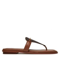 Japonki MICHAEL Michael Kors. Brązowe klapki damskie MICHAEL Michael Kors, bez wzorów, ze lnu, bez obcasa. Za 389.99 zł.