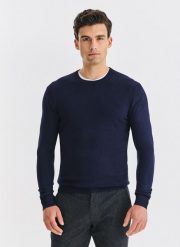 PAKO LORENTE - Granatowy sweter męski. Niebieskie swetry przez głowę męskie Pako Lorente, na jesień, l, bez wzorów, z nylonu, bez kołnierzyka. Za 119.99 zł.