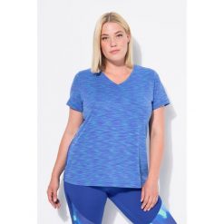 Damskie Bluzka funkcyjna odblaskowe lamówki dekolt w serek rękaw 1/2. Niebieskie t-shirty damskie Ulla Popken, plus size, bez wzorów, z elastanu, bez kołnierzyka. W wyprzedaży za 179.99 zł.