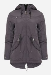 Szaro-Czarna Przejściowa Kurtka Dwustronna o Kroju Parki z Pikowaniem Wewnątrz Zidelle. Szare kurtki damskie Born2be, l, bez wzorów, z jeansu, z kapturem. Za 109.99 zł.
