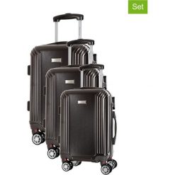 Zestaw walizek w kolorze antracytowym - 3 szt. Walizki męskie Platinium, z materiału. W wyprzedaży za 599.95 zł.