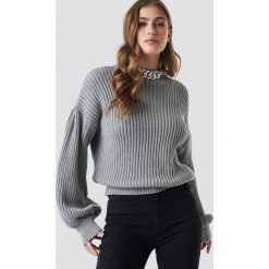 NA-KD Sweter z dzianiny z bufiastym rękawem - Grey. Swetry damskie marki NA-KD. Za 121.95 zł.